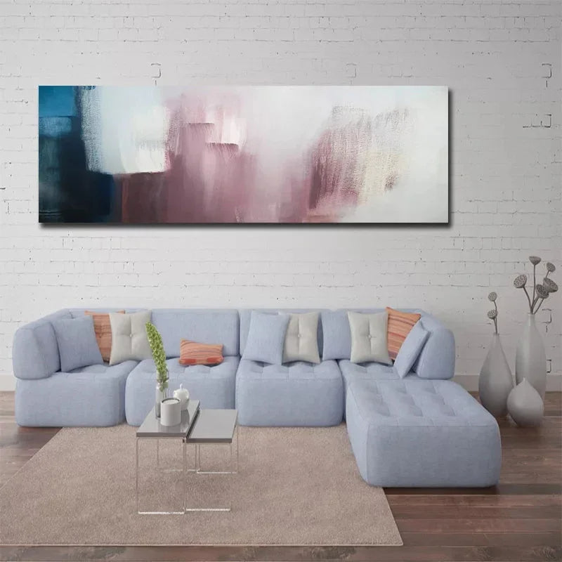 Modern Abstract Shades Of Blue Mauve Purple Wall Art Fine Art Canvas Print Wide Format Picture For Above The Sofa Big Picture For Above The Bed
