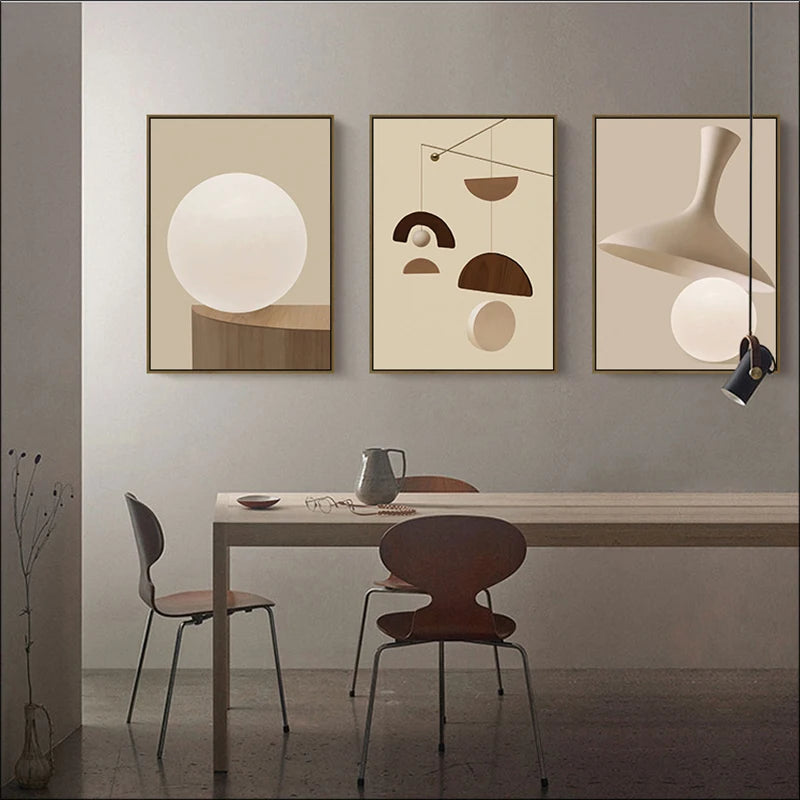Modern Abstract Surreal Geometry Wall Art Fine Art Canvas Prints Neutral Tones Pictures For Living Room Dining Room Bedroom Art Decor