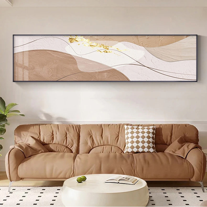 Modern Abstract Wide Format Wall Art Neutral Colors Flowing Lines Fine Art Canvas Prints Pictures For Above The Sofa Art For Above The Bed