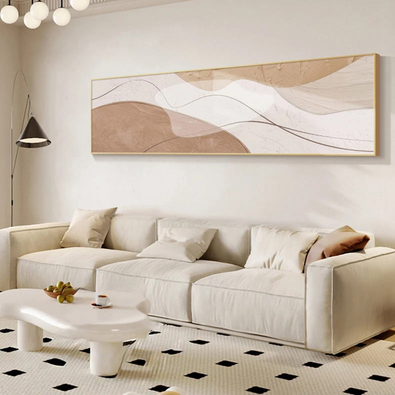 Modern Abstract Wide Format Wall Art Neutral Colors Flowing Lines Fine Art Canvas Prints Pictures For Above The Sofa Art For Above The Bed