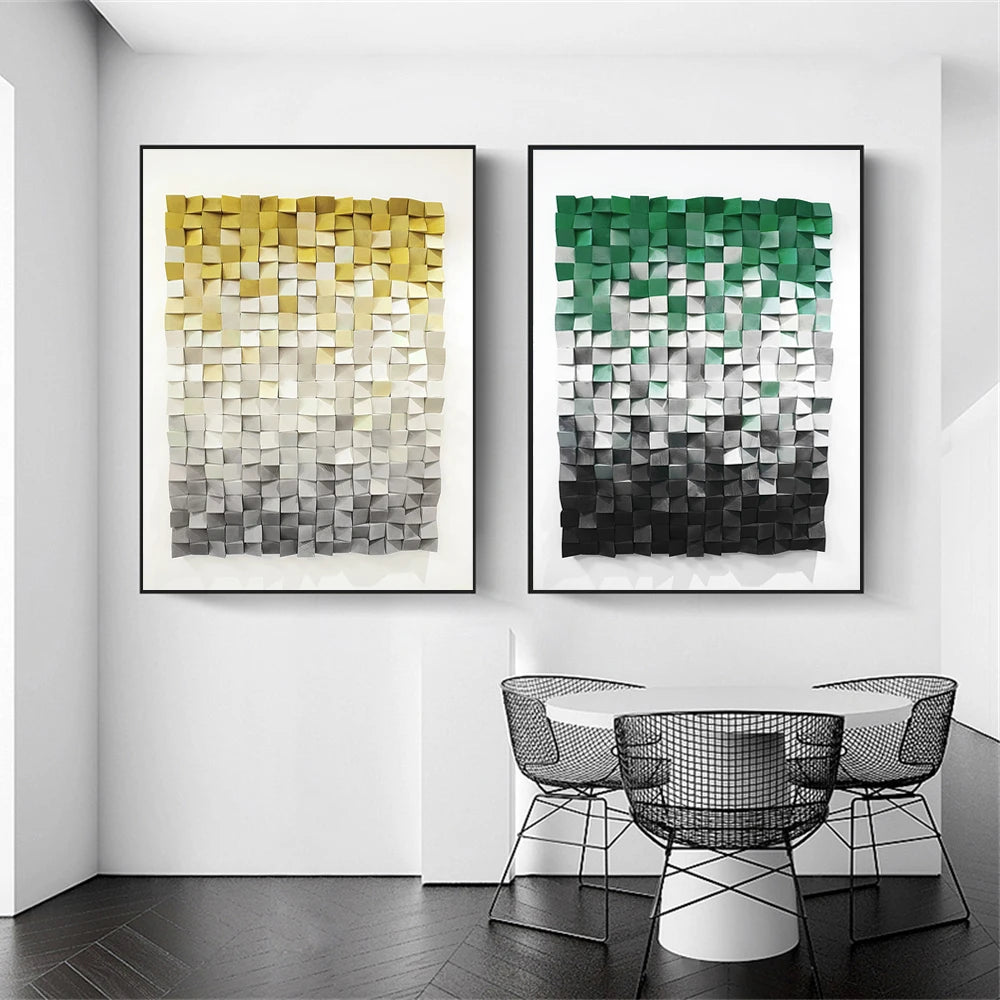 Modern Aesthetics 3d Effect Color Block Wall Art Fine Art Canvas Print Abstract Picture For Living Room Dining Room Home Office Decor