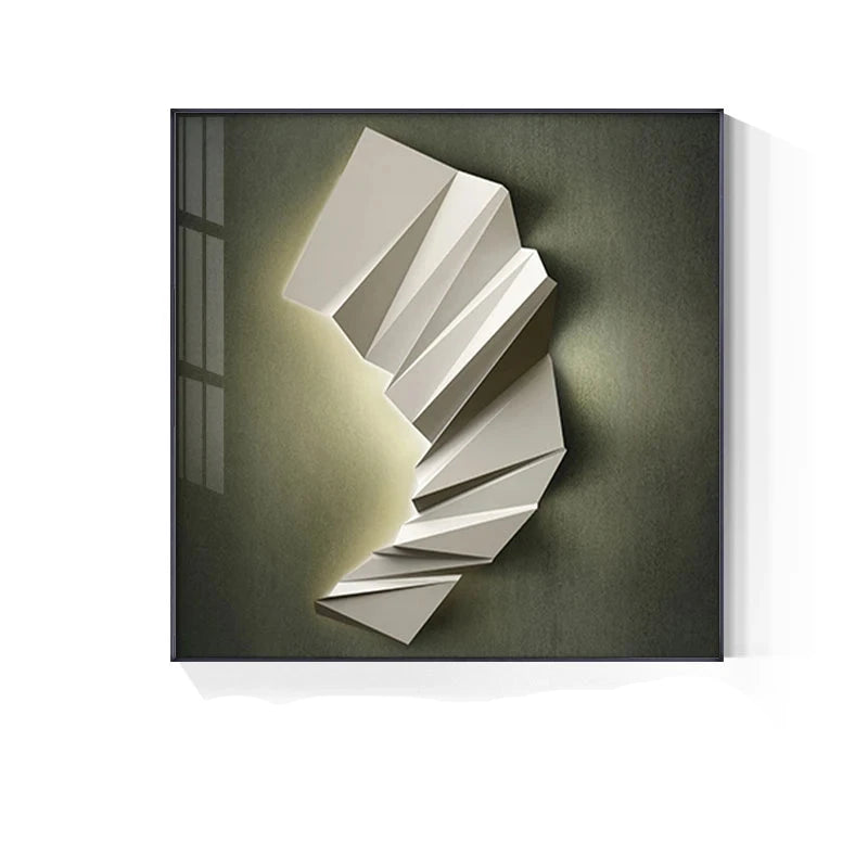 Modern Aesthetics 3d LED Effect Abstract Geometric Wall Art Fine Art Canvas Prints Square Format Pictures Art For Contemporary Interiors
