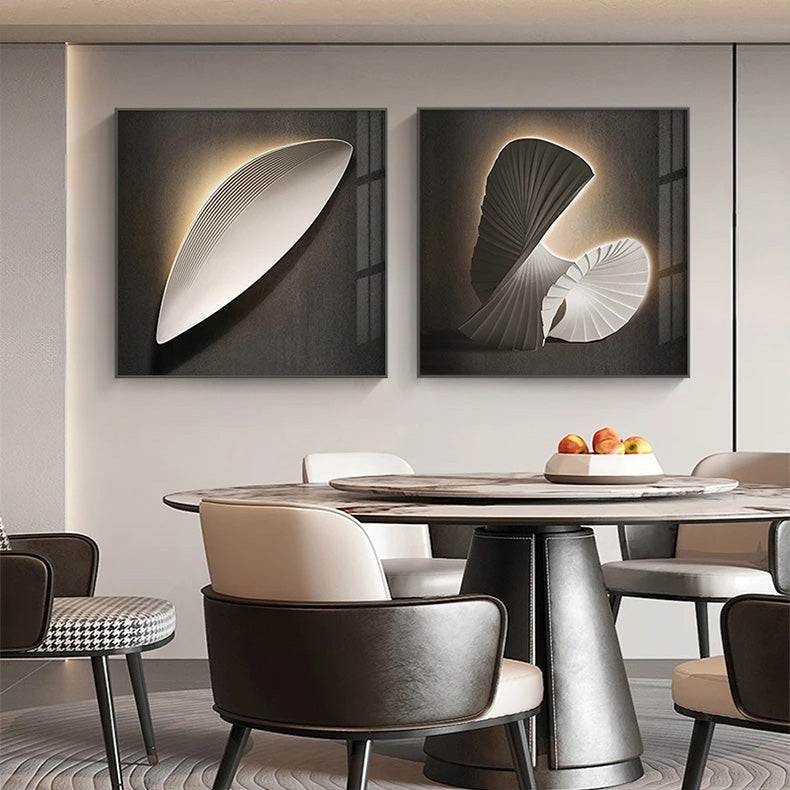 Modern Aesthetics 3d LED Effect Abstract Geometric Wall Art Fine Art Canvas Prints Square Format Pictures Art For Contemporary Interiors