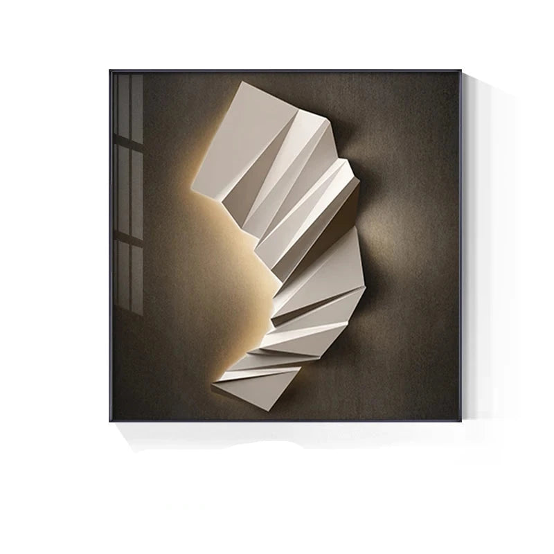 Modern Aesthetics 3d LED Effect Abstract Geometric Wall Art Fine Art Canvas Prints Square Format Pictures Art For Contemporary Interiors