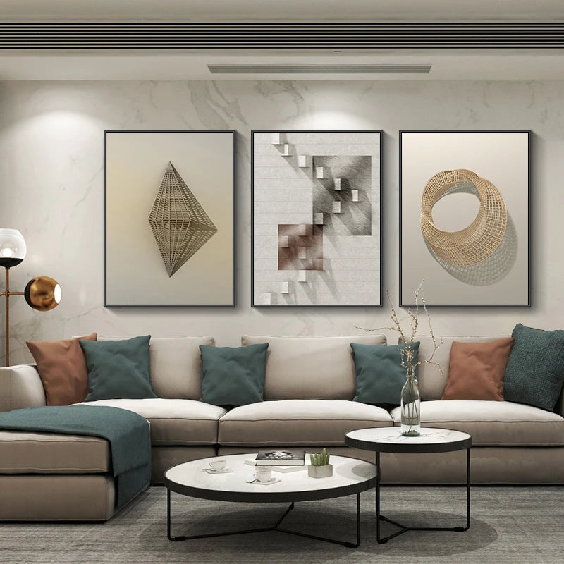 Modern Aesthetics Abstract Architectural Geometric Wall Art Fine Art Canvas Prints Pictures For Modern Loft Living Room Contemporary Interior Design Trends