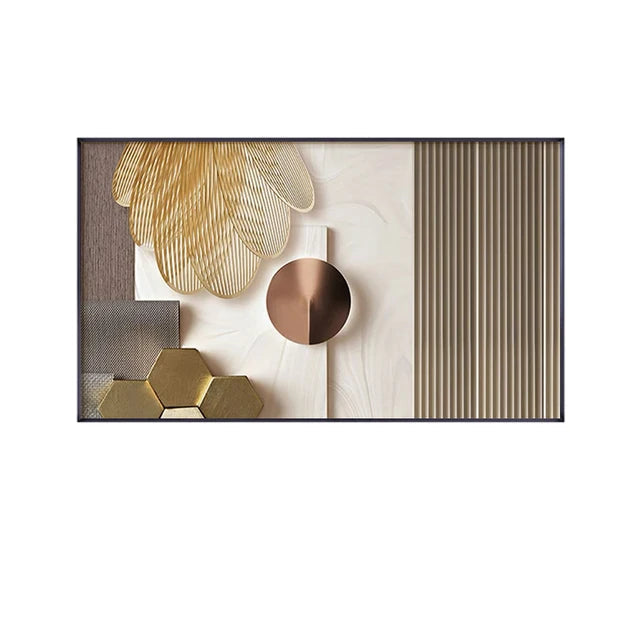 Modern Aesthetics Abstract Beige Golden Geometric Wall Art Fine art Canvas Prints Light Luxury Pictures For Living Room Above The Sofa Art For The Above The Bed 2025