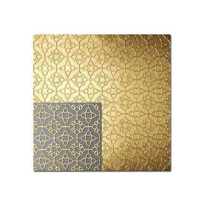 Decorative tiles with geometric patterns on a white background