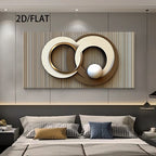 Modern living room with abstract wall art and a sofa.