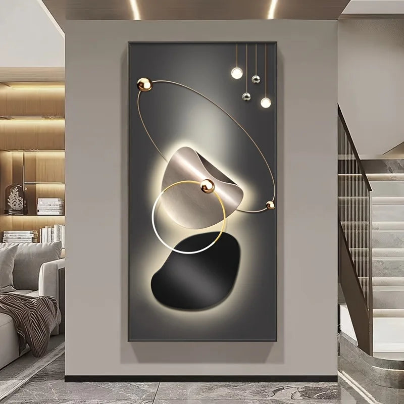 Modern abstract wall art in a stylish interior setting