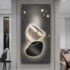 Modern wall art with abstract design on a gray background