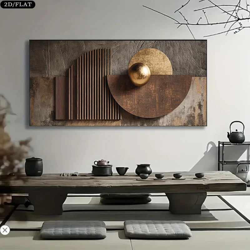 Modern Aesthetics Abstract Geometric Dark Tones Wall Art Fine Art Canvas Print Picture For Living Room Art For Contemporary Interiors