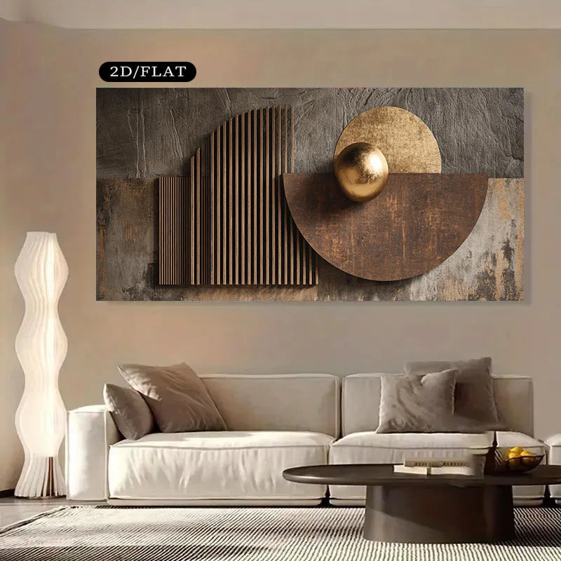 Modern Aesthetics Abstract Geometric Dark Tones Wall Art Fine Art Canvas Print Picture For Living Room Art For Contemporary Interiors