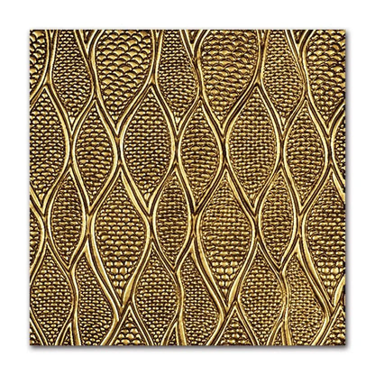 Decorative panel with a textured gold pattern on a white background
