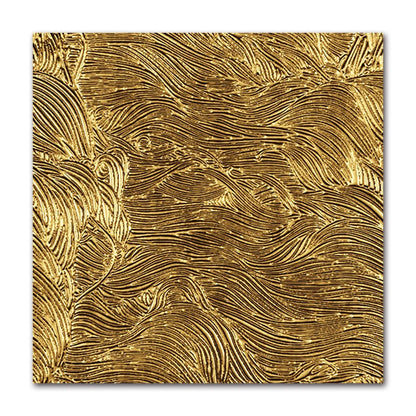 Square tile with gold textured pattern on a white background