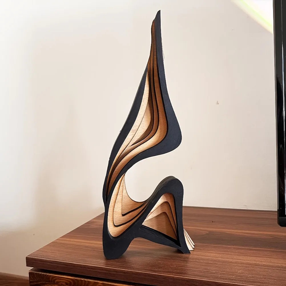 Modern Aesthetics Abstract Wavy Wood Sculpture Decorative Ornament For Living Room Coffee Table Accents For Contemporary Scandinavian Home Decor Styling