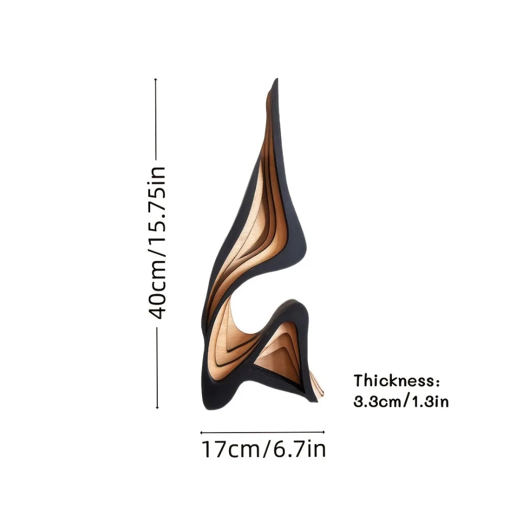 Decorative wall sculpture with measurements on a white background