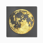 Gold moon design on a black background