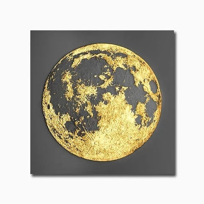 Gold moon design on a black background