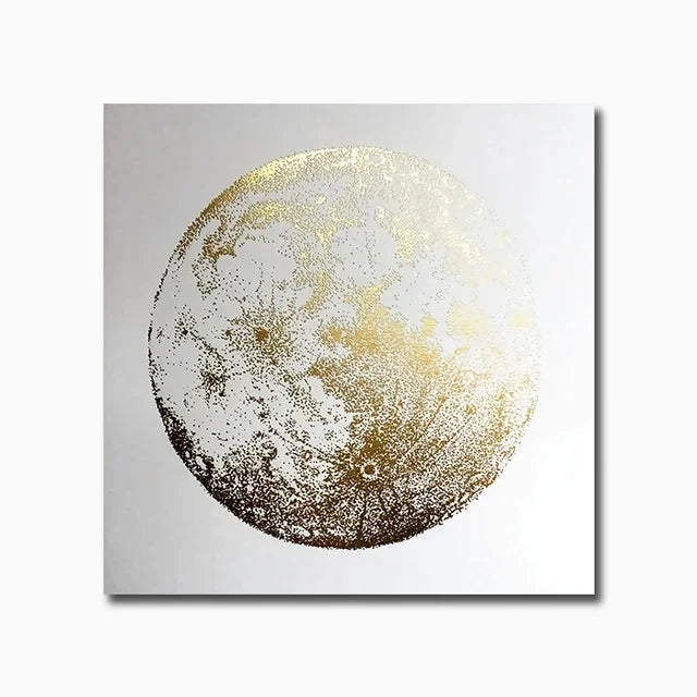 Canvas print of a gold and white abstract design on a gray background