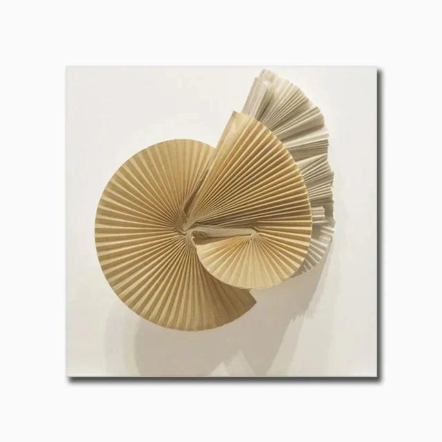 Decorative wall art with gold circular design on a light background