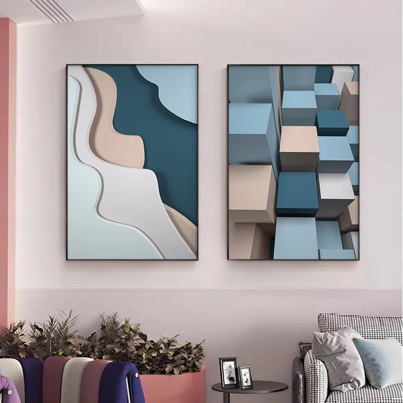 Modern Aesthetics Flowing 3d Design Wall Art Fine Art Canvas Prints Colorful Abstract Pictures For Living Room Bedroom Foyer Art For Contemporary Interiors