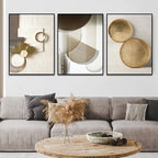 Modern Aesthetics Golden Bronze Abstract Wall Art Fine Art Canvas Prints Pictures For Living Room Dining Room Boutique Hotel Art Decor