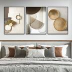 Modern Aesthetics Golden Bronze Abstract Wall Art Fine Art Canvas Prints Pictures For Living Room Dining Room Boutique Hotel Art Decor