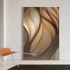 Modern Aesthetics Golden Brown Flowing Ripples Abstract Wall Art Fine Art Canvas Prints Pictures For Luxury Apartment Living Room Modern Foyer Entranceway Decor 2025
