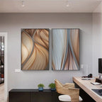 Modern Aesthetics Golden Brown Flowing Ripples Abstract Wall Art Fine Art Canvas Prints Pictures For Luxury Apartment Living Room Modern Foyer Entranceway Decor 2025 03