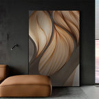 Modern Aesthetics Golden Brown Flowing Ripples Abstract Wall Art Fine Art Canvas Prints Pictures For Luxury Apartment Living Room Modern Foyer Entranceway Decor 2025 03