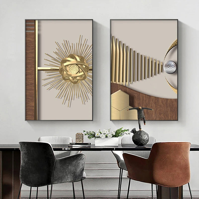 Modern Aesthetics Golden Celestial Geometry Wall Art Fine Art Canvas Prints Pictures For Modern Apartment Living Room Light Luxury Nordic Home Decor 2025