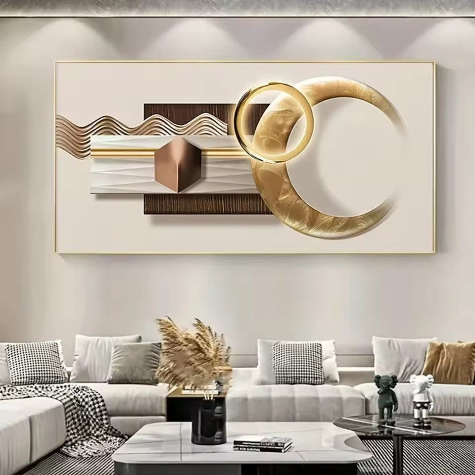 Modern Aesthetics Sun Moon Celestial Abstract Geometric Wall Art Fine Art Canvas Print Picture For Modern Apartment Living Room Bedroom Art Decor