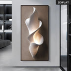 Abstract wall art in a modern living room setting