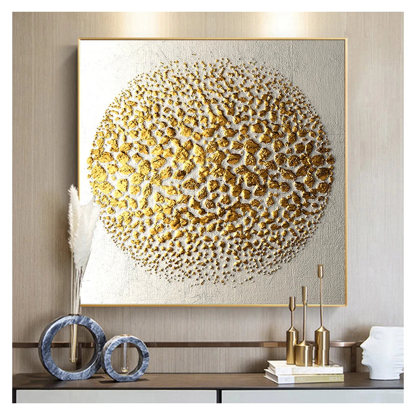 Modern Aesthetics White Golden Abstract Wall Art Fine Art Canvas Prints Square Format Pictures For Living Room Dining Room Light Luxury Home Decor 2025 001