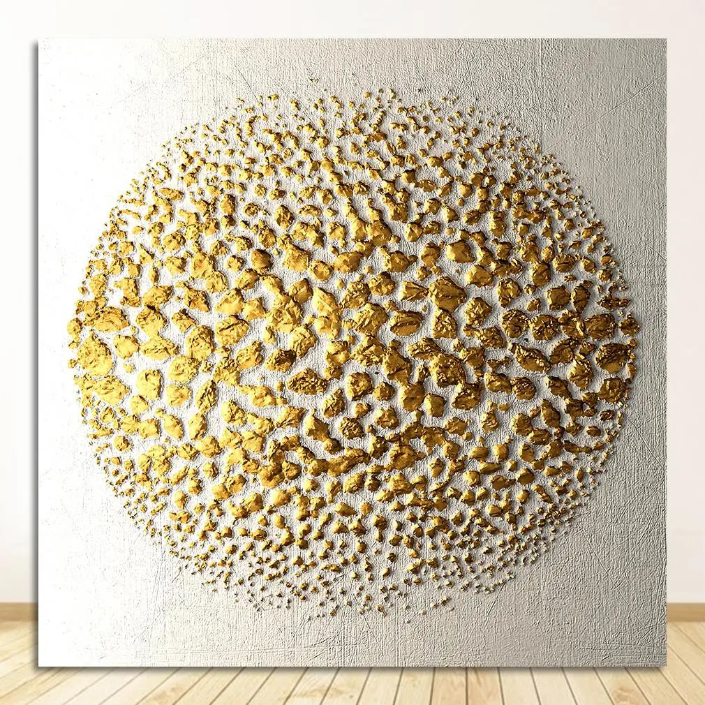 Modern Aesthetics White Golden Abstract Wall Art Fine Art Canvas Prints Square Format Pictures For Living Room Dining Room Light Luxury Home Decor 2025 001