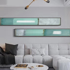 Modern Aqua Green Gray Abstract Vertical Format Wall Art Fine Art Canvas Prints Tall/Wide Format Pictures For Living Room Foyer Bedroom Art Decor