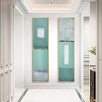 Modern Aqua Green Gray Abstract Vertical Format Wall Art Fine Art Canvas Prints Tall/Wide Format Pictures For Living Room Foyer Bedroom Art Decor