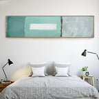Modern Aqua Green Gray Abstract Vertical Format Wall Art Fine Art Canvas Prints Tall/Wide Format Pictures For Living Room Foyer Bedroom Art Decor