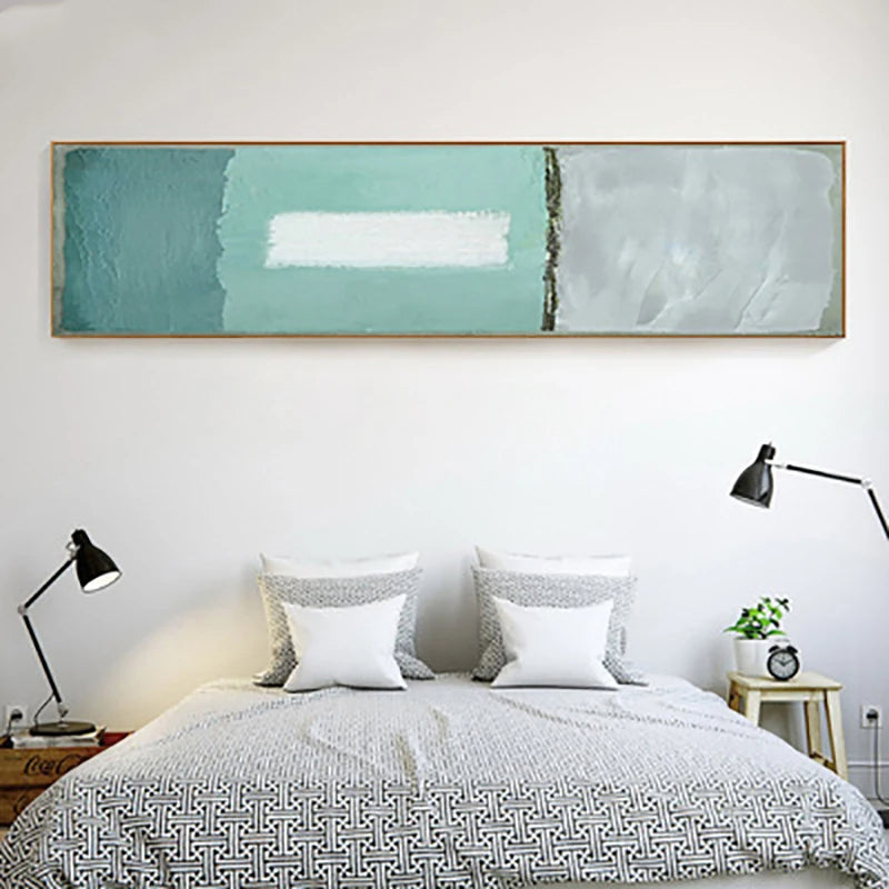 Modern Aqua Green Gray Abstract Vertical Format Wall Art Fine Art Canvas Prints Tall/Wide Format Pictures For Living Room Foyer Bedroom Art Decor