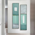 Modern Aqua Green Gray Abstract Vertical Format Wall Art Fine Art Canvas Prints Tall/Wide Format Pictures For Living Room Foyer Bedroom Art Decor