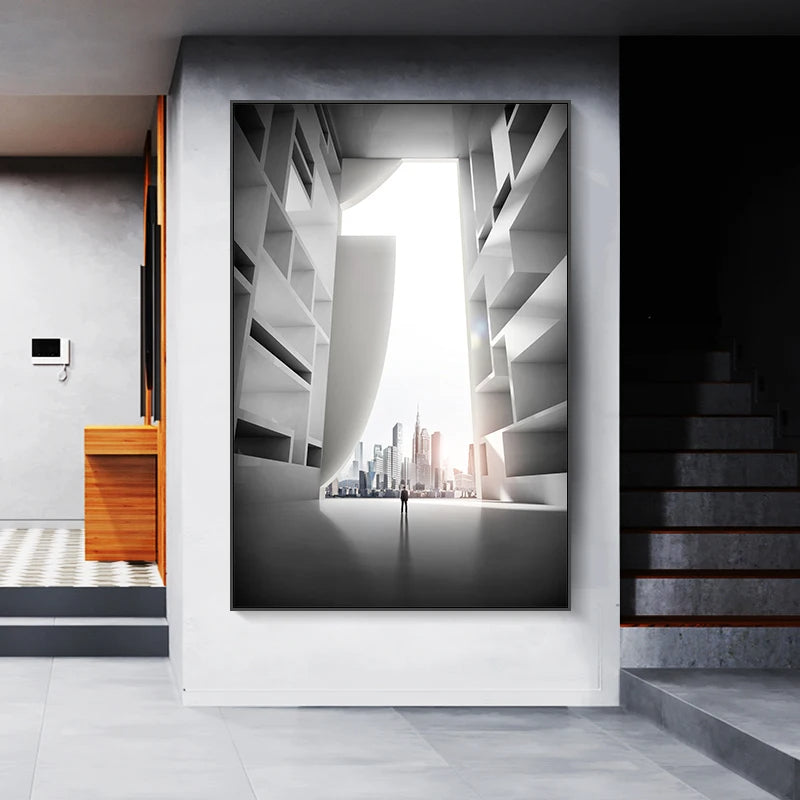Modern Architectural Abstract Landscapes Wall Art Fine Art Canvas Prints Pictures For Studio Home Office Foyer Inspirational Art Decor