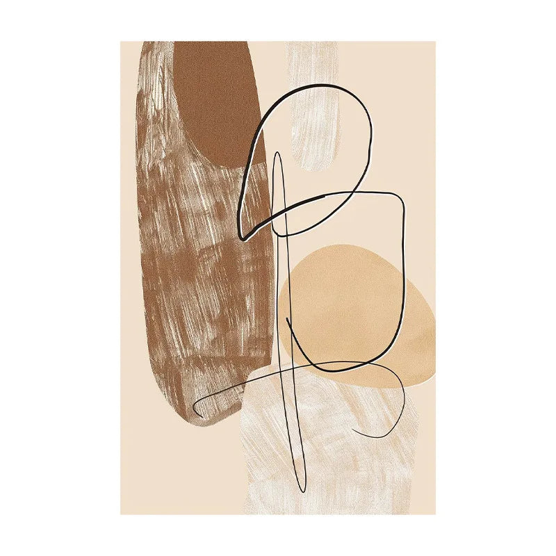 Modern Beige Brown Line Art Abstract Wall Art Fine Art Canvas Prints Minimalist Pictures For Bedroom Living Room Art For Contemporary Interiors