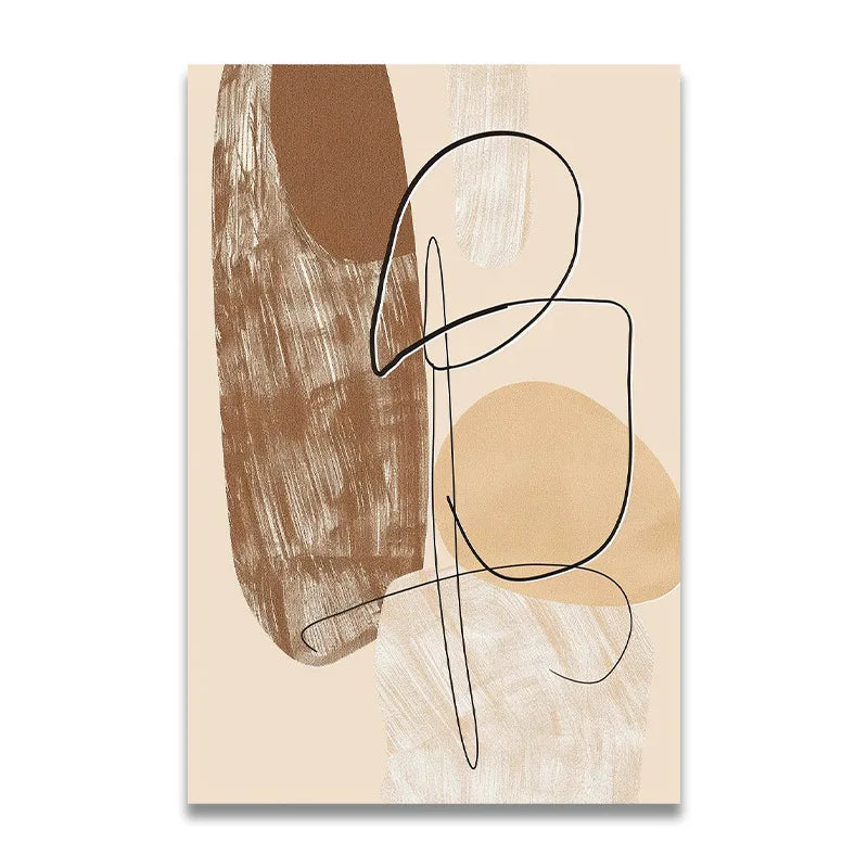Modern Beige Brown Line Art Abstract Wall Art Fine Art Canvas Prints Minimalist Pictures For Bedroom Living Room Art For Contemporary Interiors