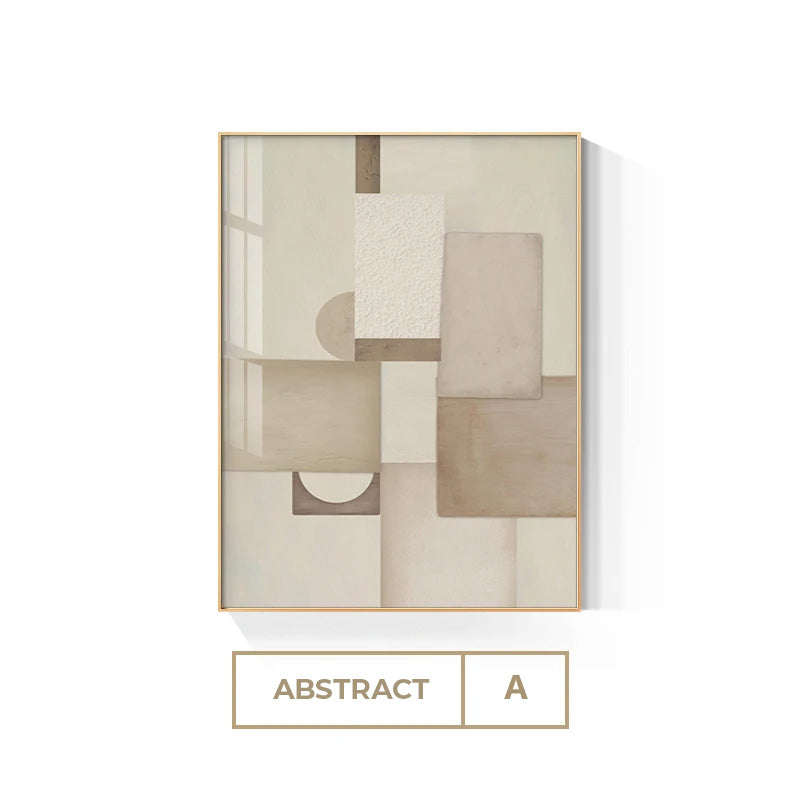 Modern Beige Color Block Wall Art Fine Art Canvas Prints Neutral Colors Nordic Abstract Pictures For Living Room Dining Room Bedroom Home Decor