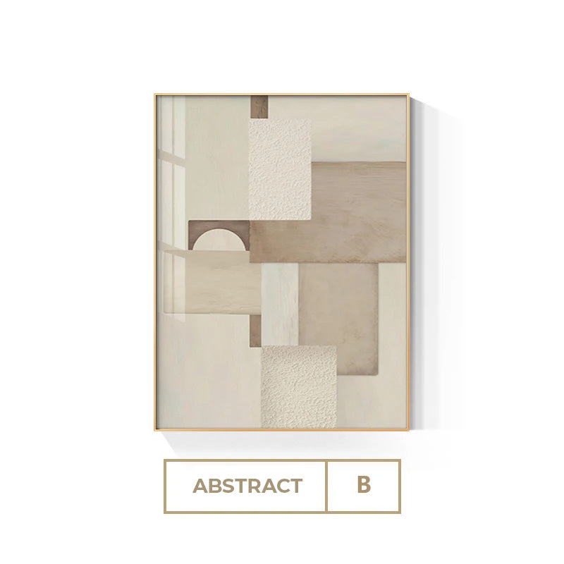 Modern Beige Color Block Wall Art Fine Art Canvas Prints Neutral Colors Nordic Abstract Pictures For Living Room Dining Room Bedroom Home Decor