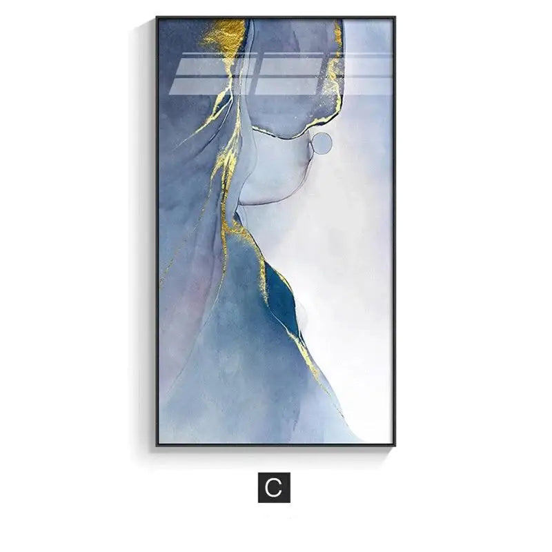 Modern Blue Grey Liquid Marble Print Wall Art Fine Art Canvas Prints Chic Abstract Pictures For Living Room Bedroom Entrance Foyer Wall Decor