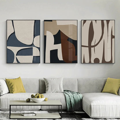 Modern Bold Abstract Curvy Geometric Wall Art Fine Art Canvas Prints Pictures For Urban Apartment Living Room Foyer Art For Contemporary Interiors
