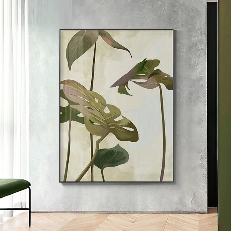 Modern Botanical Green Leaves Monstera Wall Art Fine Art Canvas Print Pictures For Living Room Dining Room Home Office Art For Modern Living 2025