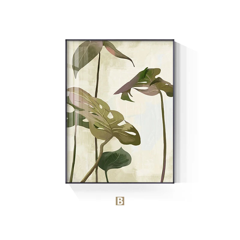 Modern Botanical Green Leaves Monstera Wall Art Fine Art Canvas Print Pictures For Living Room Dining Room Home Office Art For Modern Living