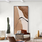 Modern Brown Beige Black Abstract Wall Art Fine Art Canvas Print Vertical Format Nordic Picture For Living Room Bedroom Scandinavian Foyer Art Decor